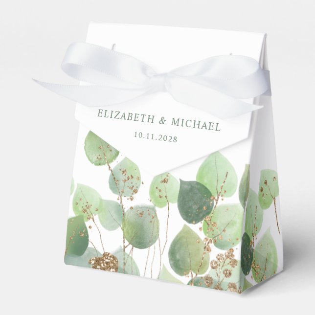 Elegantes Eukalyptus-Gastgeschenk Hochzeit Geschenkschachtel (Vorderseite)
