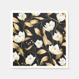 Elegantes Eukalyptus-Gold auf schwarz Serviette
