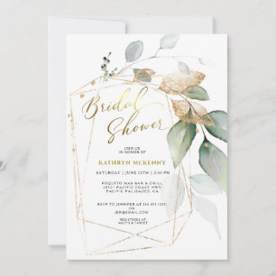 Elegantes Eukalyptus Gold Grünes Brautparty Einladung