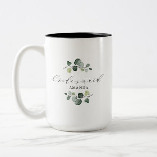 Elegantes Eukalyptus-Grün Brautjungfer-Geschenk Zweifarbige Tasse
