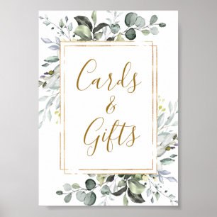Elegantes Eukalyptus-Karten und Geschenke Hochzeit Poster