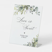 Elegantes Eukalyptus-Liebe-ist-süß-Schild