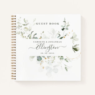 Elegantes Eukalyptus-Moderne-Schrift-Foto-Gästebuc Notizbuch