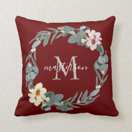 Elegantes Eukalyptus-Monogramm Kissen