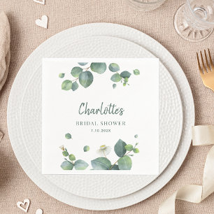Elegantes Eukalyptus Script-Brautparty Serviette