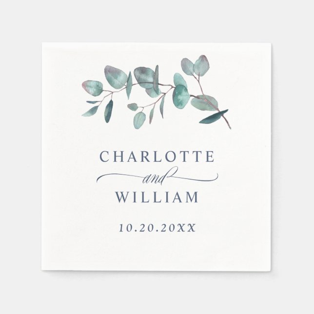 Elegantes Eukalyptus Wedding Paper Serviette (Vorderseite)