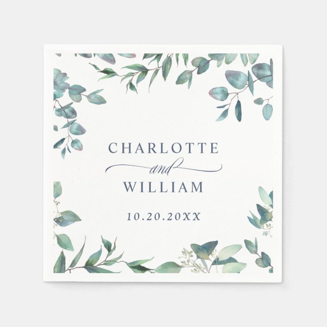 Elegantes Eukalyptus Wedding Paper Serviette (Vorderseite)