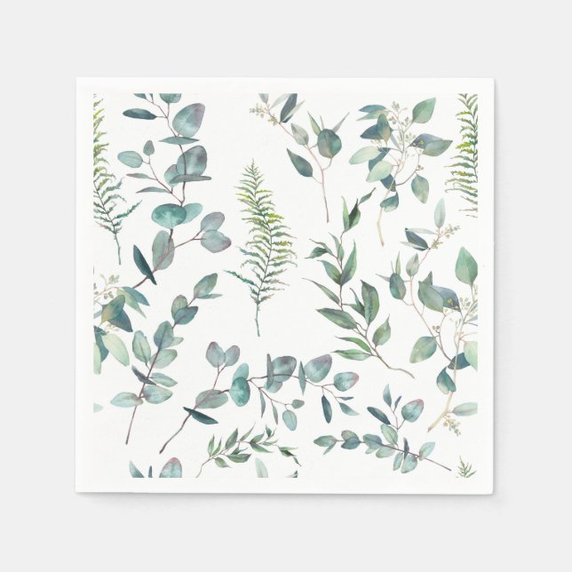 Elegantes Eukalyptus Wedding Paper Serviette (Vorderseite)