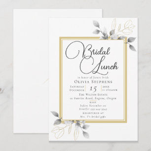 Elegantes Eukalyptus Winter Brautparty Mittagessen Einladung
