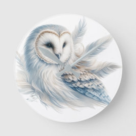 Elegantes Eule in Wasserfarbe Runde Wanduhr