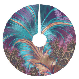 Elegantes Exotisches Abstraktes Feather Aquamarin Polyester Weihnachtsbaumdecke
