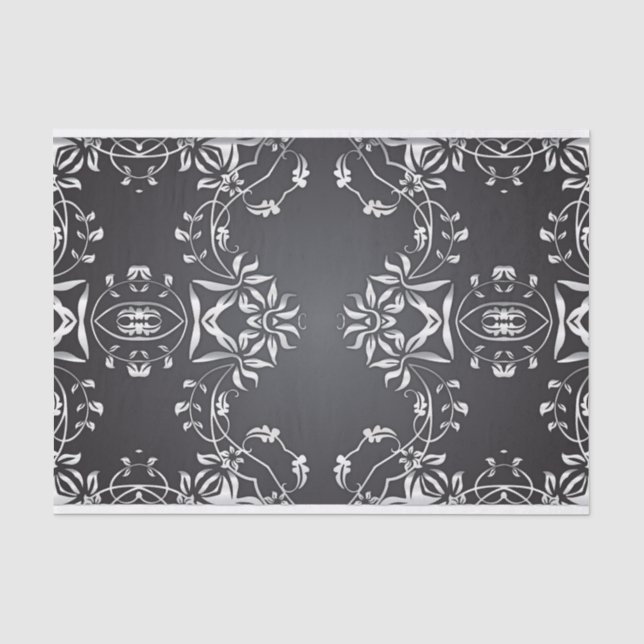 Elegantes Extravagant Schwarz und Silberbarsch Ver Seidenpapier (Vorderseite)
