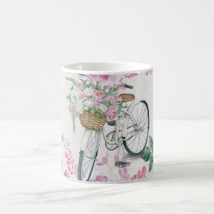 Elegantes Fahrrad und Blumen Kaffeetasse