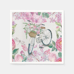 Elegantes Fahrrad und Blumen Serviette