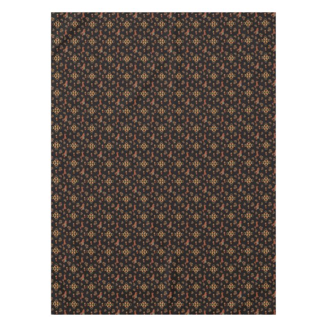 Elegantes Fall-Dackel-Muster: Herbstblüten Tischdecke (Vorderseite)