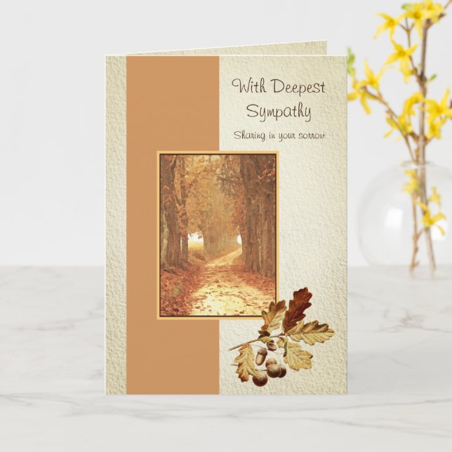 Elegantes Fall Road Watercolor-Beileid Karte (Gelbe Blume)