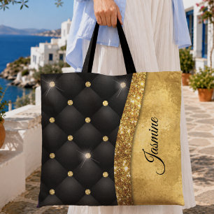 Elegantes falsches Gold-Glitter-Schwarzdiamant-Mon Tasche
