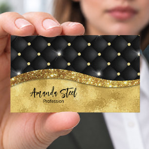 Elegantes falsches Gold-Glitter-Schwarzdiamant-Mon Visitenkarte