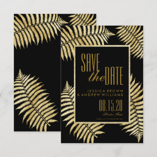 Elegantes falsches Goldblatt-Bracken Save-The-Date Einladung
