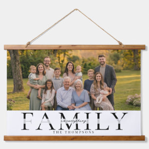 Elegantes Familiennamens-Andenken-Fotogeschenk Wandteppich Mit Holzrahmen