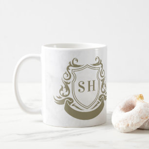 Elegantes Familienwappen mit Band und Initialen-Mo Kaffeetasse