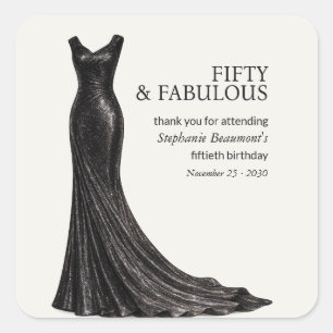 Elegantes fantastisches schwarzes Kleid der Frau z Quadratischer Aufkleber