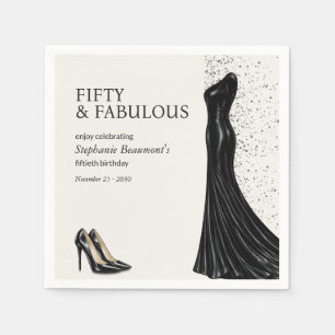 Elegantes fantastisches schwarzes Kleid der Frau z Serviette