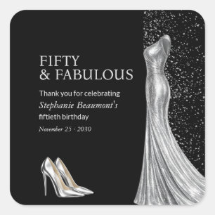 Elegantes fantastisches silbernes Kleid der Frau z Quadratischer Aufkleber
