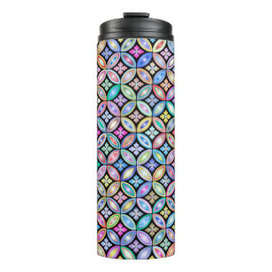 Elegantes farbenfrohes abstraktes Buntglas-Muster Thermosbecher