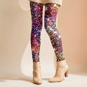 Elegantes, farbenfrohes, falsches Glitter-Monogram Capri Leggings