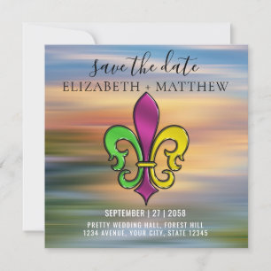 Elegantes, farbenfrohes Fleur-de-Lis-Design für Ei Einladung