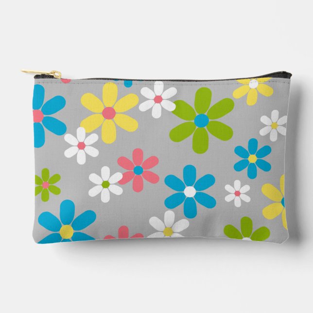 Elegantes, farbenfrohes, florales Muster Zubehörtasche (Vorderseite)