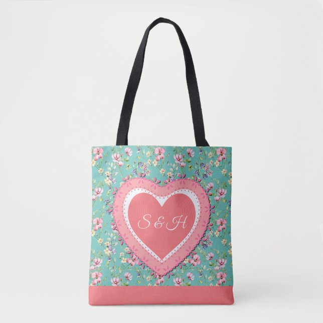 Elegantes, farbenfrohes, florales Wasserfarbenmust Tasche (Vorderseite)