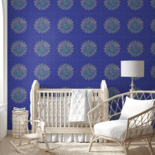 Elegantes, farbenfrohes Mandala im indischen Stil Tapete