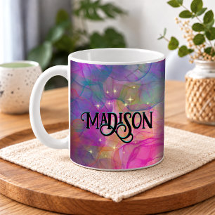 Elegantes, farbenfrohes Marmor-Kunst-Monogramm Kaffeetasse