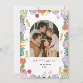 Elegantes farbenfrohes oval florales Oster-Familie Feiertagskarte