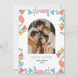 Elegantes farbenfrohes oval florales Ostern Famili Feiertagskarte