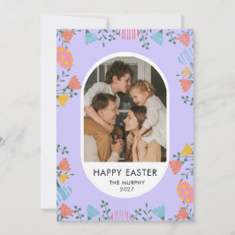 Elegantes farbenfrohes oval florales Ostern Famili Feiertagskarte
