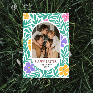 Elegantes farbenfrohes oval florales Ostern Famili Feiertagskarte