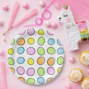 Elegantes, farbenfrohes Retro-Oval-Muster Pappteller