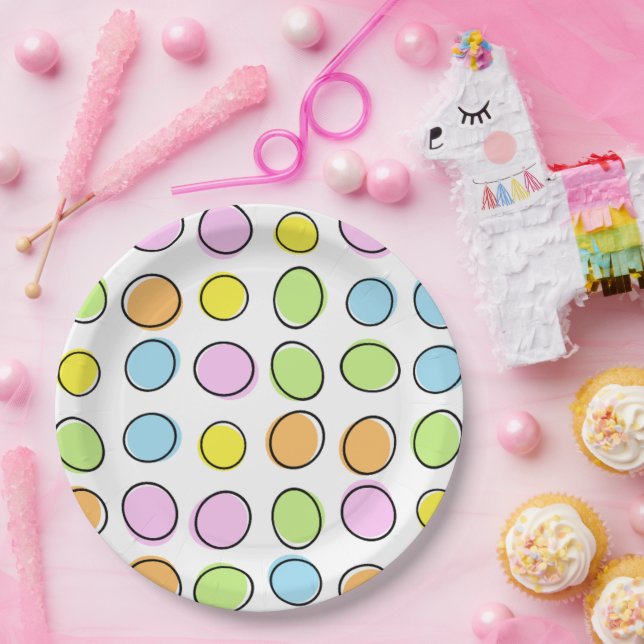 Elegantes, farbenfrohes Retro-Oval-Muster Pappteller (Party)