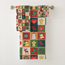 Elegantes, farbenfrohes Weihnachtsmuster | Badehan