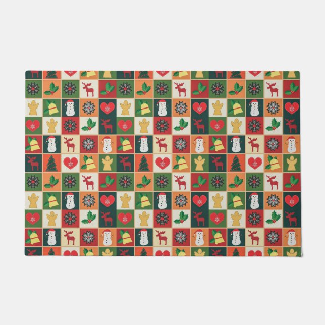 Elegantes, farbenfrohes Weihnachtsmuster | Doormat Fußmatte (Vorderseite)