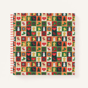 Elegantes, farbenfrohes Weihnachtsmuster   Noteboo Notizbuch