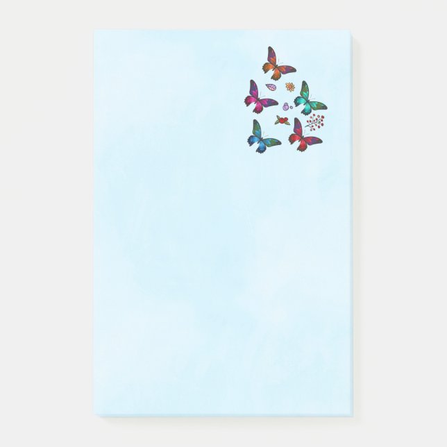 Elegantes, farbenprächtiges Schmetterlingsmuster a Post-it Klebezettel (Vorderseite)