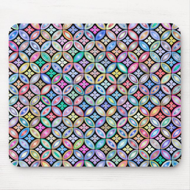 Elegantes Farbige Abstrakte Buntglas-Muster Mousepad (Vorne)