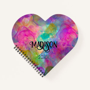 Elegantes farbiges Marmorkunstmonogramm Notizbuch