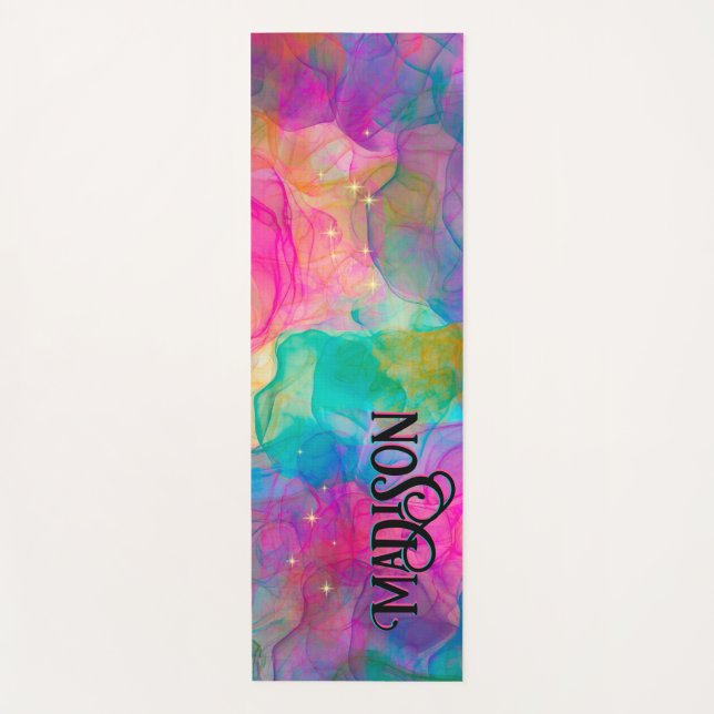 Elegantes farbiges Marmorkunstmonogramm Yogamatte (Vorderseite)