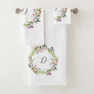 Elegantes, farbiges Monogramm-Shabby Chic Badhandtuch Set