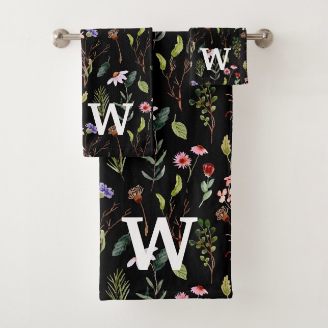 Elegantes farbiges Personalisiertes Monogramm Badhandtuch Set (Insitu)